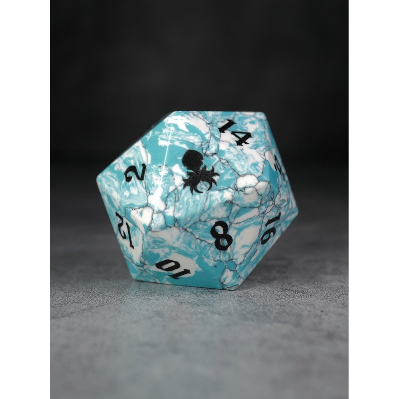 40mm Turquoise Semi-Precious Single D20 with Black Ink