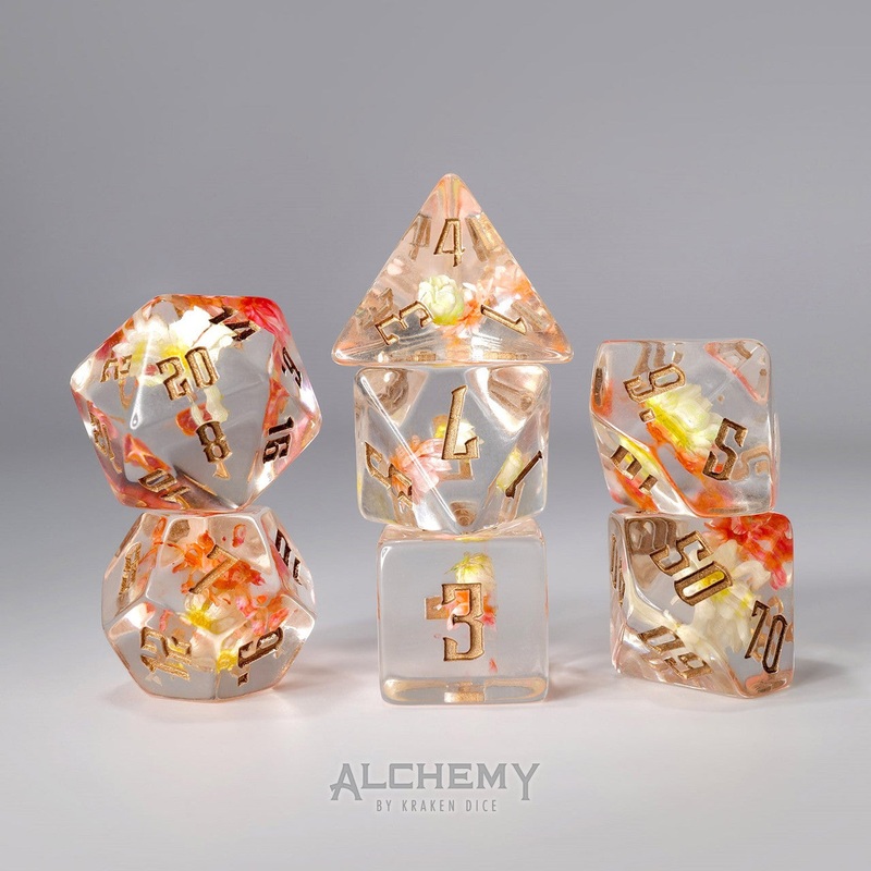 7pc Pink Flowers with Copper Ink by Alchemy Dice