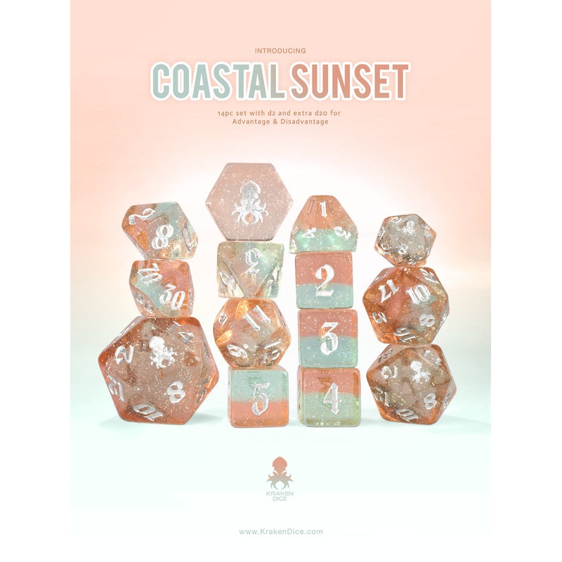 Coastal Sunset 14pc Dice Set