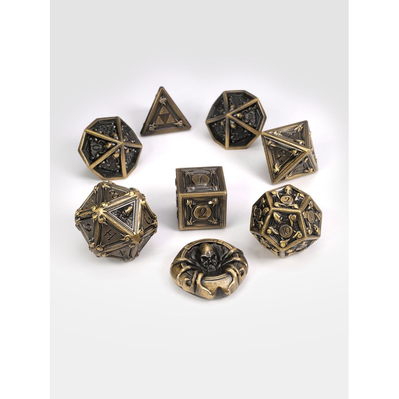 Geometric Horrors: Brass Golem Eyes TTRPG Dice Set
