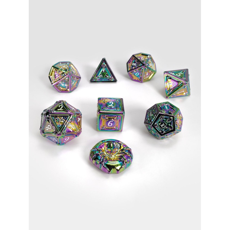 Geometric Horrors: Ghostly Rainbow Eyes TTRPG Dice Set