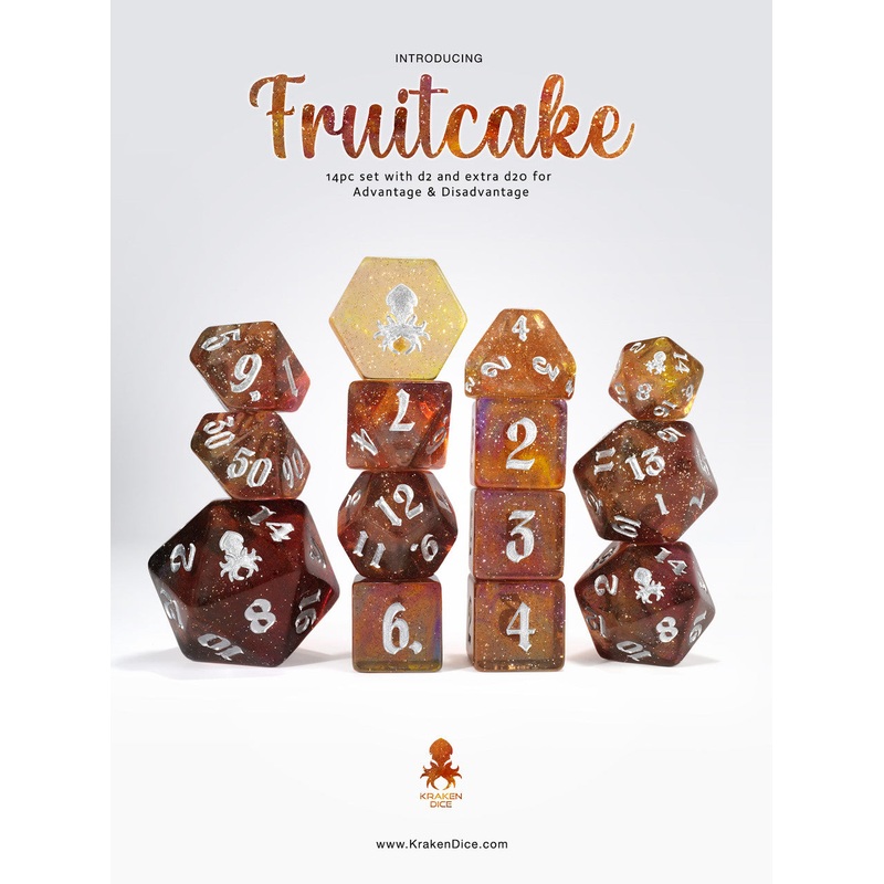 Kraken's Fruitcake 14pc Dice Set