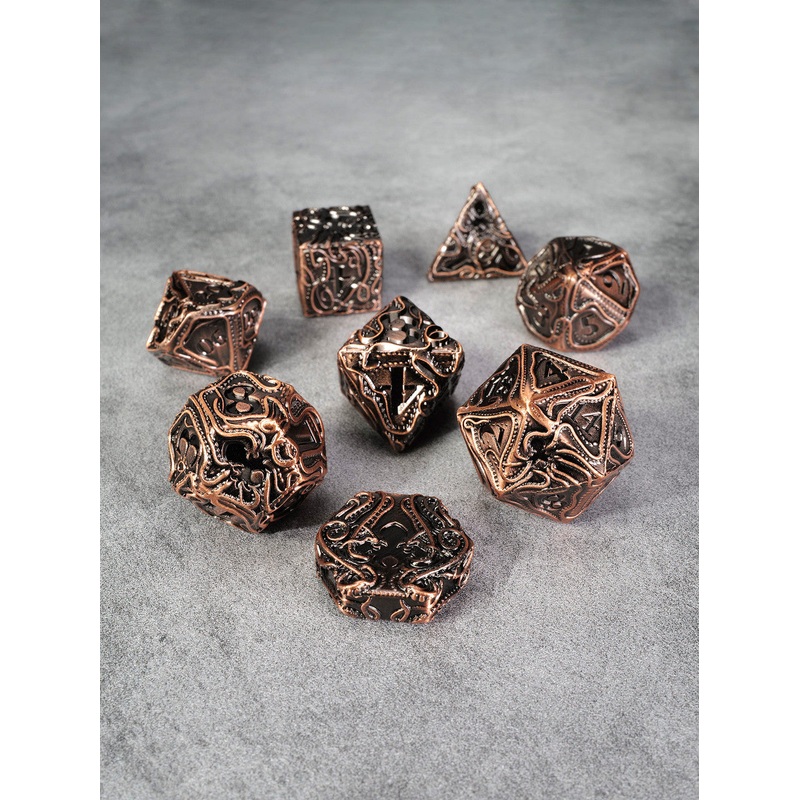 Kraken's Reach: Copper Golems Reach 8pc TTRPG Dice Set