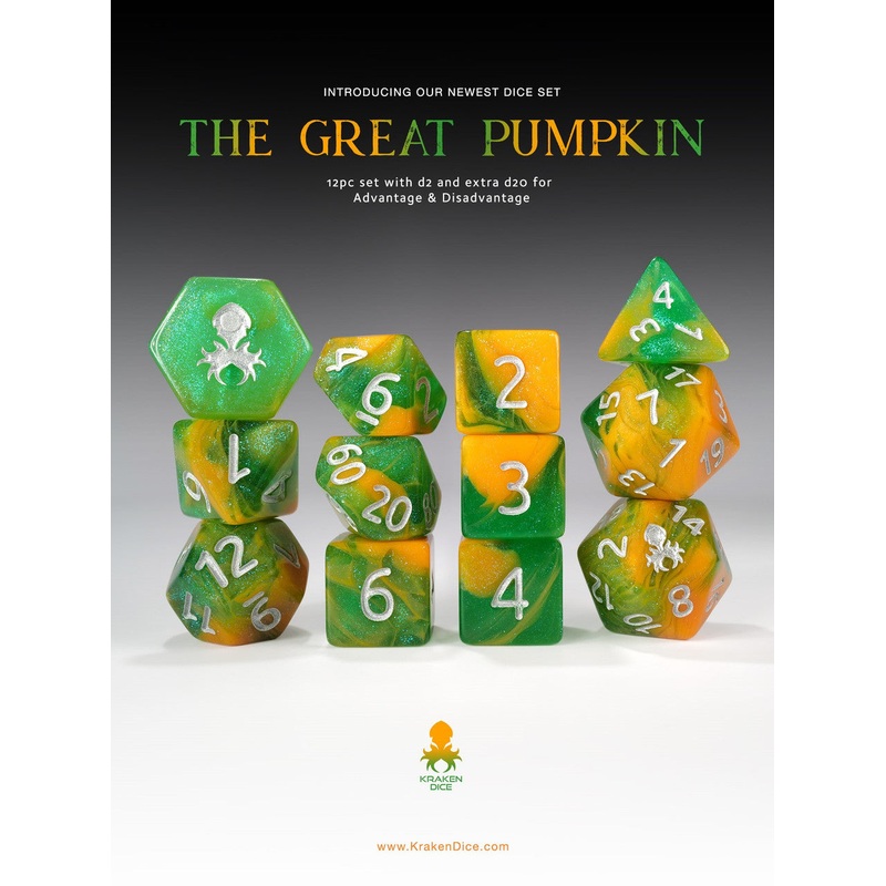 The Great Pumpkin 12pc RPG Dice Set