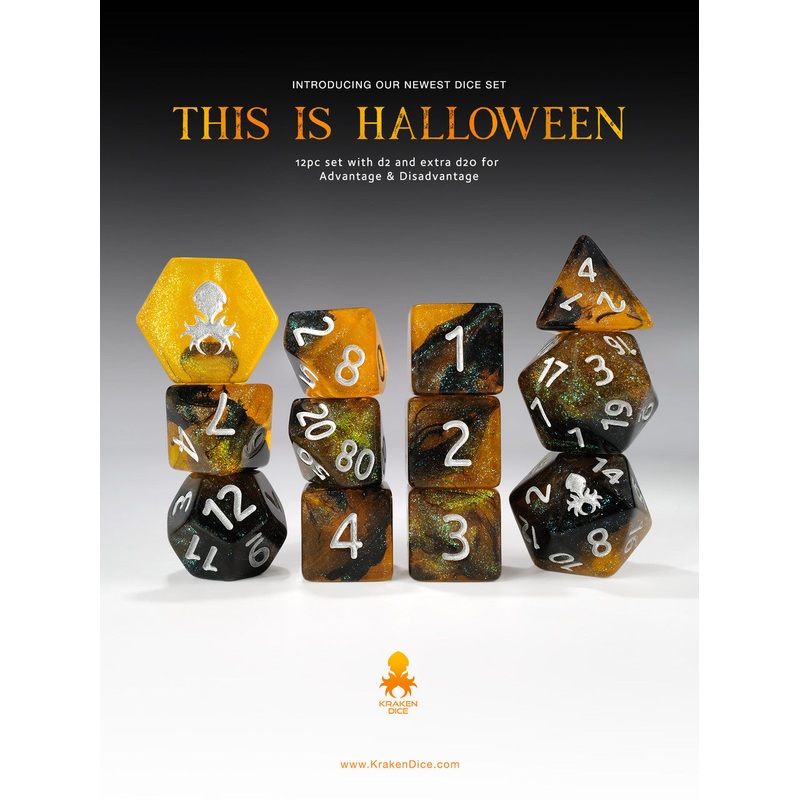 This is Halloween 12pc  RPG Dice Set