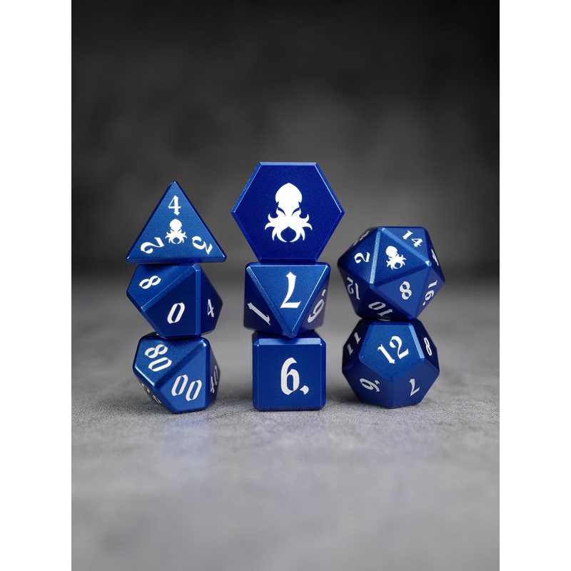 Vulcan: 8pc Blue Aluminum TTRPG Dice Set