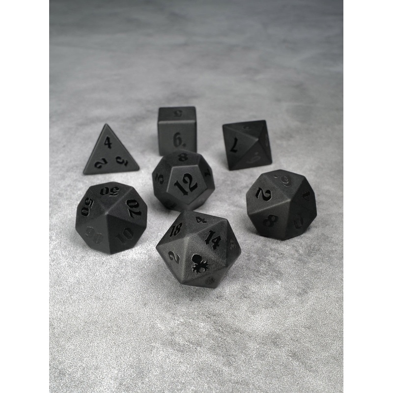 Raised Obsidian Glass Semi-precious Gemstone Dice Set