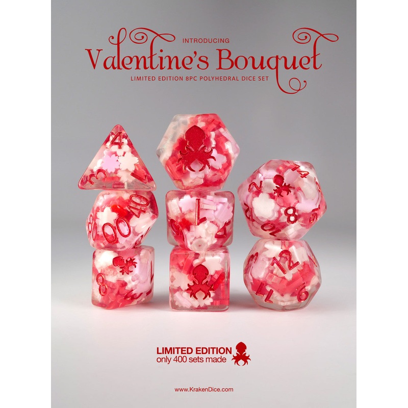 Valentine Bouquet Limited Edition 8pc Polyhedral Dice Set