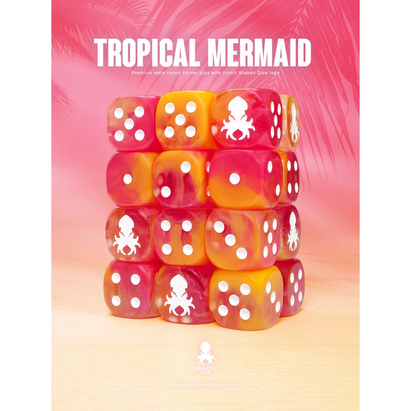 Tropical Mermaid D6 with Pips Dice Set